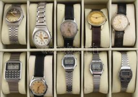 Igazi óragyűjtemény, egy élet munkája. 69 db karóra, régi mechanikus és retro kvarc óra, kisebb, rit...