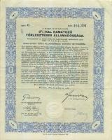1942. Államadóssági kötvény 100P-ről (2x) egymásutáni sorszámokkal, szelvényekkel, jó állapotban