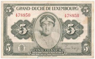 Luxemburg 1944. 5Fr T:III Luxembourg 1944. 5 Francs C:F Krause P#43