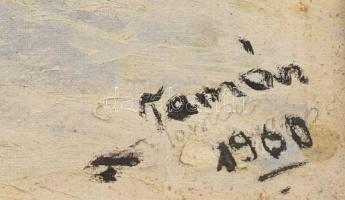 Tamás Anna (?-): Havas táj. Olaj, vászon, jelzett. Dekoratív, kissé sérült fakeretben. 31,5×45 cm