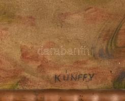 Kúnffy jelzéssel: Ökrök. Olaj, vászon. Dekoratív, kissé sérült fakeretben. 65×81,5 cm