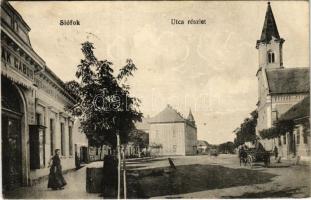 1914 Siófok, utca részlet, templom, üzlet (EK)