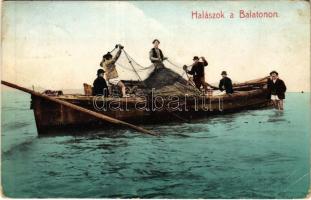 1911 Balaton, Halászok a Balatonon, magyar folklór (EB)