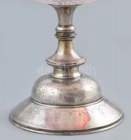 Ezüst (Ag) kínáló, asztalközép, levehető üveg betéttel. nettó 171 g d: 26 cm