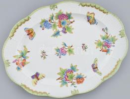 Herendi Viktória mintás 1db sültes / pecsenyés tál, kézzel festett porcelán, jelzett, kopásnyomokkal. 36x27cm