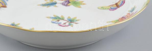 Herendi Viktória mintás 1db köretes tál, kézzel festett porcelán, jelzett, kopásnyomokkal. d:25cm