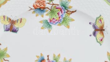 Herendi Viktória mintás, torta / süteményes tál, kézzel festett, jelzett, kopásnyomokkal, d:33 cm