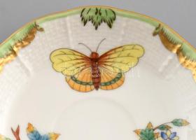 Herendi Viktória mintás, kosaras nyomott porcelán mokkás készlet. Kézzel festett, jelzett, kopásnyom...