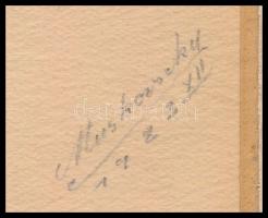 Muskovszky László (1902-?): Pán, 1923. Ceruza, papír, jelzett, paszpartuban, 13x13,5 cm