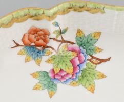 Herendi Viktória mintás,salátás tál, kézzel festett, jelzett, kopásnyomokkal, d:26 cm