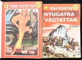 A Tarka regénytár 10 füzete két kötetbe bekötve, borítókkal.