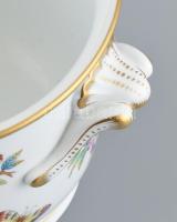 Herendi Viktória mintás porcelán kaspó, kézzel festett, jelzett, hibátlan, m: 16 cm, d: 20 cm