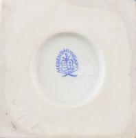 Herendi Viktória mintás körmös tálka, kézzel festett porcelán, jelzett, kopott, m:4cm, d:11cm