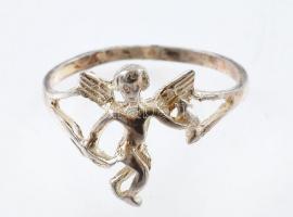 Ezüst(Ag) angyalos gyűrű, jelzett, méret: 58, bruttó: 1,7 g