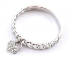 Ezüst(Ag) szívecskés gyűrű, jelzett, méret: 52, nettó: 1,3 g