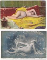 24 db RÉGI erotikus motívum képeslap vegyes minőségben / 24 pre-1945 erotic motive postcards in mixed quality