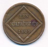 Osztrák Államok / Salzburg 1805. 1kr Cu "Ferdinánd" T:2,2- patina, folt, ü.
Austrian Stat...