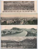 6 db RÉGI külföldi panoráma képeslap vegyes minőségben / 6 pre-1945 European panorama postcards in mixed quality
