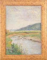 Daffinger Hanna (1883-?), 1909-ben a nagybányai szabadiskolában tanult: Vízparti táj. Olaj, karton. Jelzett. Dekoratív fakeretben. 34,5x24,5 cm.