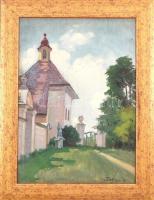 Daffinger Hanna (1883-?), 1909-ben a nagybányai szabadiskolában tanult: Kastély. Olaj, karton. Jelzett. Dekoratív fakeretben. 35x25 cm.