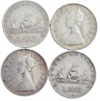 Olaszország 1958R-1961R 500L Ag "Kolumbusz hajói" (4xklf) T:2
Italy 1958R-1961R 500 Lire ...