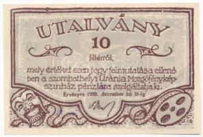 Szombathely 1920. "Uránia Mozgófényképszínház" 10f utalvány T:I- fo.
Adamo SZO-7.1