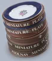 Zsolnay porcelán tálka, 6 db, matricás, jelzett, kis kopásnyomokkal, eredeti dobozában (egyet kivéve...