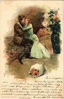 1899 (Vorläufer) Glückliche Stunden: Der Erste Kuss! / Az első csók / The first kiss. litho (EK)
