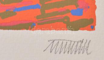 Németh János (1936-): Kompozíció narancsban. Szitanyomat, papír, jelzett, számozott (15/40), 21x21 c...