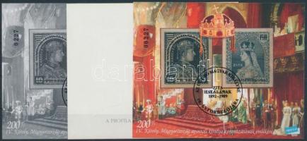 1999/12 "Az utolsó magyar királyné, Zita halálának 10. évfordulója" 3 db-os emlékív garnit...