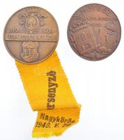 1939. MOTESZ Tornászbajnokságok Cu sportjelvény (30mm) + 1940.Tornászbajnokságok Cu sportjelvény versenyzői szalaggal (30mm) T:1- patina