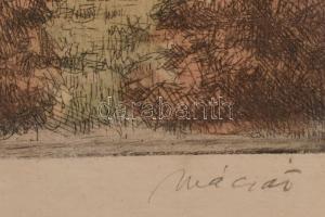 Mácsai István (1922-2005): Sárospatak. Színezett rézkarc, papír, jelzett. 30,5x23 cm. Üvegezett kere...
