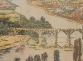 Mácsai István (1922-2005): Sárospatak. Színezett rézkarc, papír, jelzett. 30,5x23 cm. Üvegezett kere...