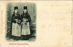 1898 (Vorläufer) Barcaság, Burzenland, Tara Barsei; Erdélyi szász leányok. Hiemesch / Sächsische Bauernmädchen / Transylvanian Saxon folklore (fl)