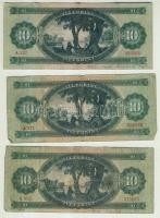 1949. 10Ft T:felső ívszél berepedve egyébként T:II + 1957. 10Ft(2x) T:III + 1969. 20Ft(2x) egymásutá...