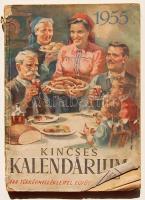 1955 Kincses Kalendárium térképmelléklettel, sérült borítóval