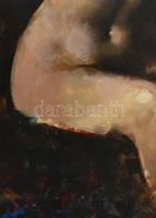 Gyémánt László (1935-): Nyujtózkodó. Olaj, farost, jelzett, fa keretben, 50×33,5 cm