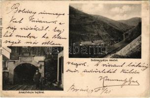 1908 Brád, Aranybánya bejárata, Victor Stollen akna, sodronypálya részlet. Ábrahám István kiadása / gold mine entry, ropeway transport (r)