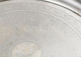 Jelzett alpakka tálca, gravírozott 25 cm