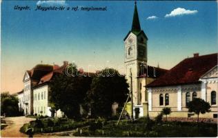 Ungvár, Uzshorod, Uzhhorod, Uzhorod; Megyeház tér a református templommal / county hall, Calvinist church