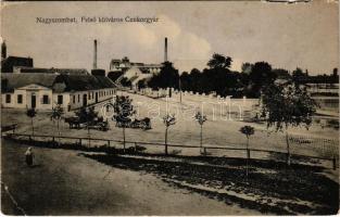 1914 Nagyszombat, Tyrnau, Trnava; Felső külváros, cukorgyár, Vendéglő a Zöldfához. Horovitz Adolf kiadása / sugar factory, restaurant (Rb)