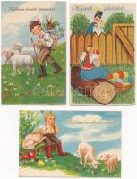 3 db RÉGI magyar húsvéti üdvözlő képeslap / 3 pre-1945 Hungarian Easter greeting postcards