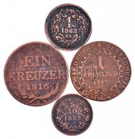 1812G 1kr Cu I. Ferenc + 1816B 1kr Cu + 1868KB 1kr Cu Angyalos címer + Ausztria 1885. 5/10kr Cu T:3,3-