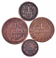 1812G 1kr Cu "I. Ferenc" + 1816B 1kr Cu + 1868KB 1kr Cu "Angyalos címer" + Ausztria 1885. 5/10kr Cu T:3,3-