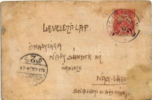 Mezőtelegd, Tileagd; Tájkép a híd alatt nézve. kézzel festett művészlap / hand-painted art postcard ...