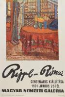 1961 Rippl-Rónai centenáris kiállítása. Magyar Nemzeti Galéria. Plakát, ofszet, papír. Kossuth Nyomda. 49x69 cm. Feltekerve, törésnyommal.