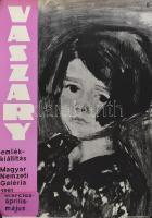 1961 Vaszary emlékkiállítás. Magyar Nemzeti Galéria. Plakát, ofszet, papír. A kiállítás időtartama ráragasztott papírlappal módosítva. 49,5x67,5 cm. Feltekerve.