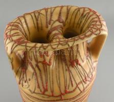 Pesthidegkúti kerámia amfora padlóváza csurgatott mázzal, jelzés nélkül, hibátlan. 50 cm