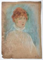 Kézdi-Kovács Lóránt (1897-1916): Szerelmespár vázlat (kétoldalas mű, hátoldalán női portré). Pasztel...