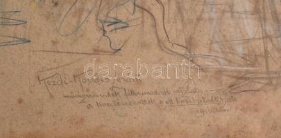 Kézdi-Kovács Lóránt (1897-1916): Szerelmespár vázlat (kétoldalas mű, hátoldalán női portré). Pasztel...